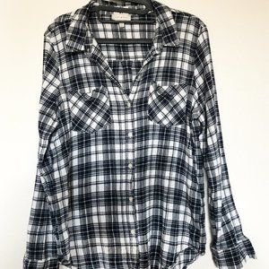 Lucky Brand Navy Plaid Shirt Large